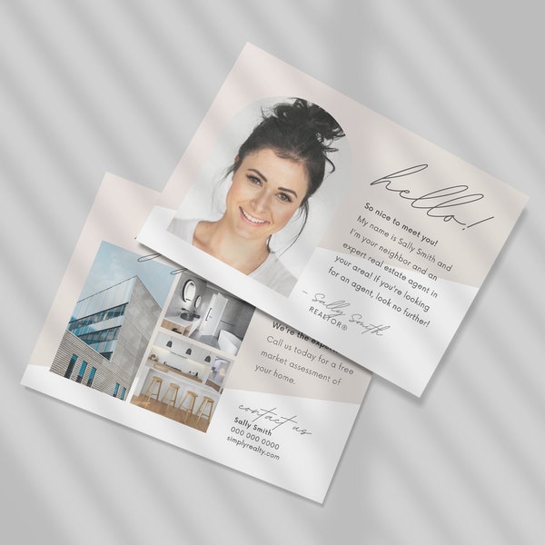 Minimalistische Immobilien Postkarten Template Canva | Makler Luxus Postkarte | Hallo Nachbar Mailer | Verkaufs- und Verkaufs-Optimierung | Potenzieller Kunde