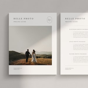 Wedding Photography Pricing Guide Template: Minimalist Price List (Canva)