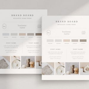 Plantilla de tablero de marca simple / Plantilla de mini kit de marca / Hoja de pautas de marca / Tablero de estado de ánimo de Canva / Mosaico de estilo / Plantilla de Canva minimalista
