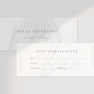 Minimalist Gift Certificate Template | Printable Gift Voucher | Editable Gift Card | Spa Gift Certificate | Canva Coupon Template