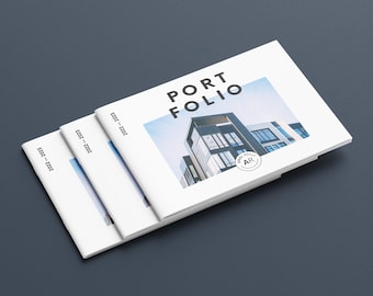 Plantilla de portafolio moderno: Arte, Diseño, Arquitectura, Construcción (Canva e InDesign)
