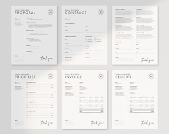 Small Business Onboarding Forms Template Bundle | 5 Canva Client Documents | Cleaning Contract Templates | Invoice Template | Estimate