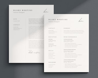 Simple Resume Template | Canva One Page CV | Professional Resume | Minimal Basic CV | Easy CV | 1 Page Resume | Modern Resume