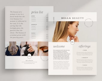 Minimal Beauty Salon Flyer Template: Esthetician Spa Menu (Canva, US Letter)