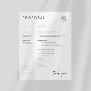 Minimal 1 Page Simple Proposal Template | Basic Job Estimate | Professional Proposal | Modern Canva Template | US Letter & A4