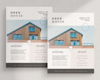 Minimalist Open House Flyer Template: Real Estate Marketing (Canva Editable)