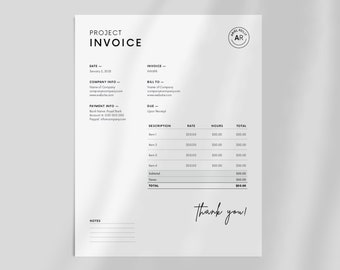 Minimalist Invoice Template: Canva Editable, Small Business Receipt (US Letter & A4)