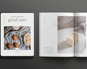 Cookbook Template | Editable Recipe Book Template | Printable Recipe Ebook | Canva Cook Book Templates | Chef Book Canva | Book of Recipes