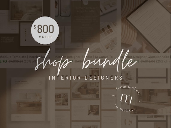 Interior Design Whole Shop Bundle | Interior Designer Template Bundle | Client Presentation | Proposal | Contract | FF&E | Investment Guide
