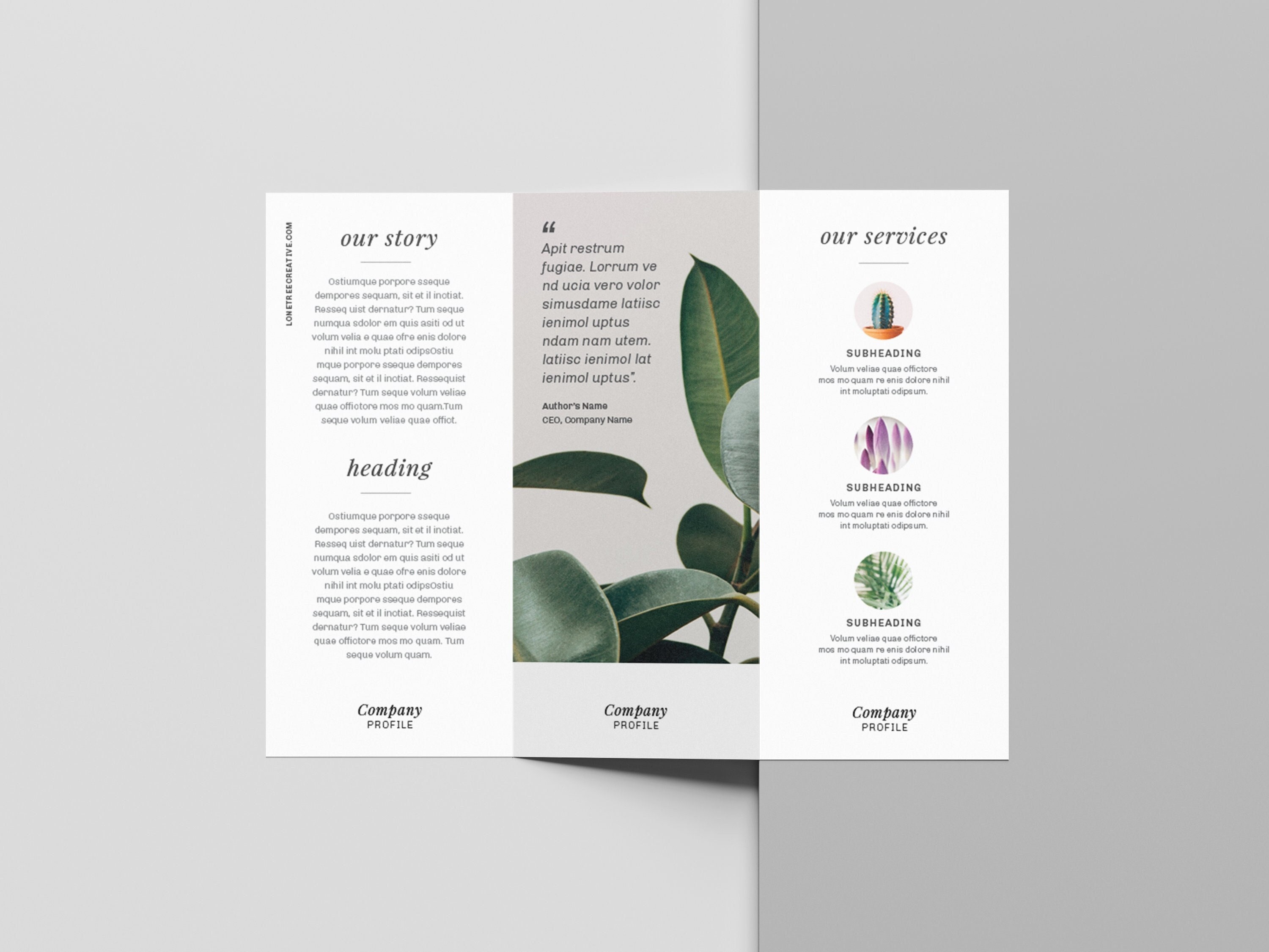 Plantilla de folleto tríptico minimalista: editable en Canva e InDesign -  Etsy México, image size:3000x2250