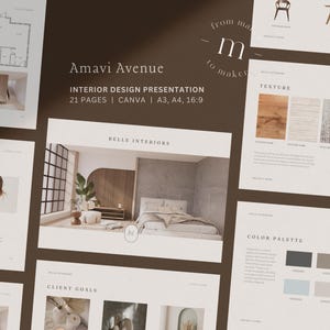 Proposition de projet de design d'intérieur : modèle de présentation client (fichier canva)