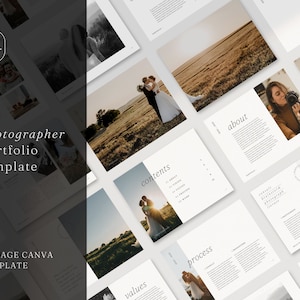 Minimal Photographer Portfolio Template | Photography Ebook Canva | Wedding Photo Magazine | Photographer Look Book | Photo Catalog