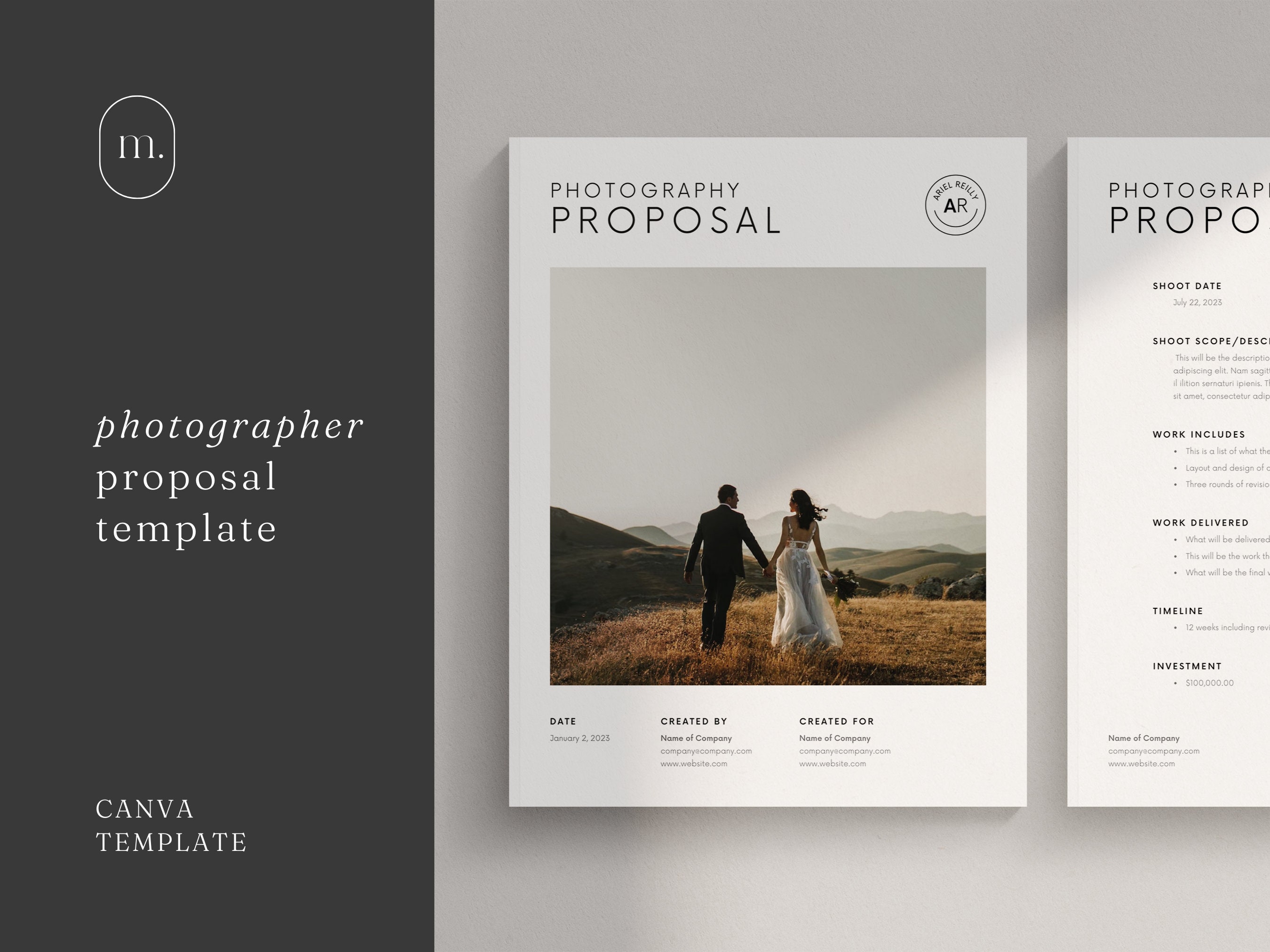 Minimalist Photography Proposal Template Simple Canva Etsy