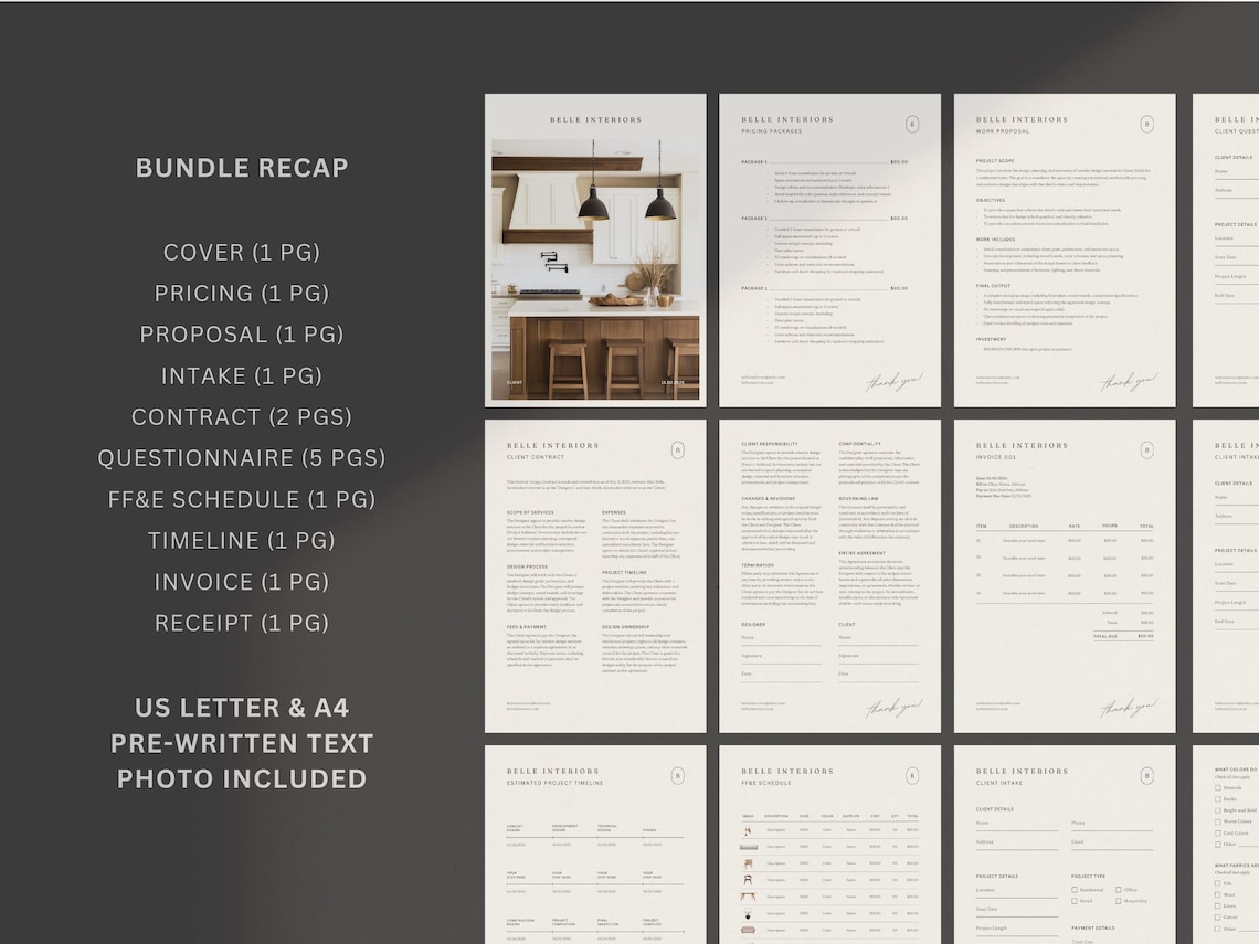 Interior Design Form Template Bundle: Client Questionnaire, Contract ...