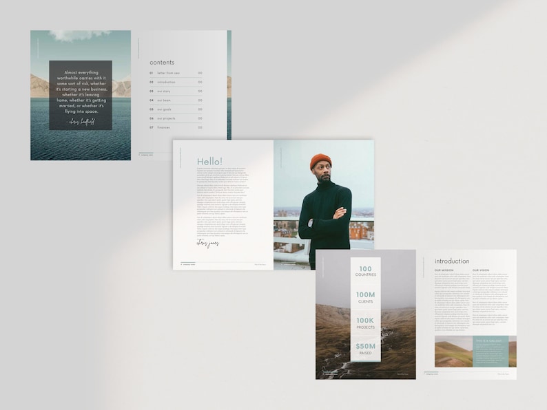 K&ouml;nnte beinhalten: Ein Schwarzwei&szlig;bild eines Mannes mit einer roten M&uuml;tze, der mit verschr&auml;nkten Armen steht. Der Text "Hello!" steht in gro&szlig;er Schrift oben auf der Seite. Der Text "story. journey" steht in kleinerer Schrift unter dem Text "Hello!" Der Text "contents" steht in gro&szlig;er Schrift oben auf der Seite. Der Text "introduction" steht in gro&szlig;er Schrift oben auf der Seite. Der Text "100 L&auml;nder" steht in gro&szlig;er Schrift oben auf der Seite. Der Text "100M Kunden" steht in gro&szlig;er Schrift oben auf der Seite. Der Text "100K Projekte" steht in gro&szlig;er Schrift oben auf der Seite. Der Text "50 Mio. &euro; eingesammelt" steht in gro&szlig;er Schrift oben auf der Seite.