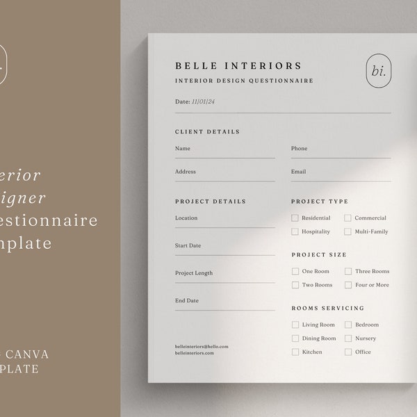 Interior Design Client Profile Template Etsy Interior Design Client Profile Template Etsy