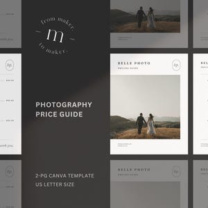 Modelo de guia de preços de fotografia: lista de preços de fotógrafos de casamento de 2 páginas (Canva) imagem 1