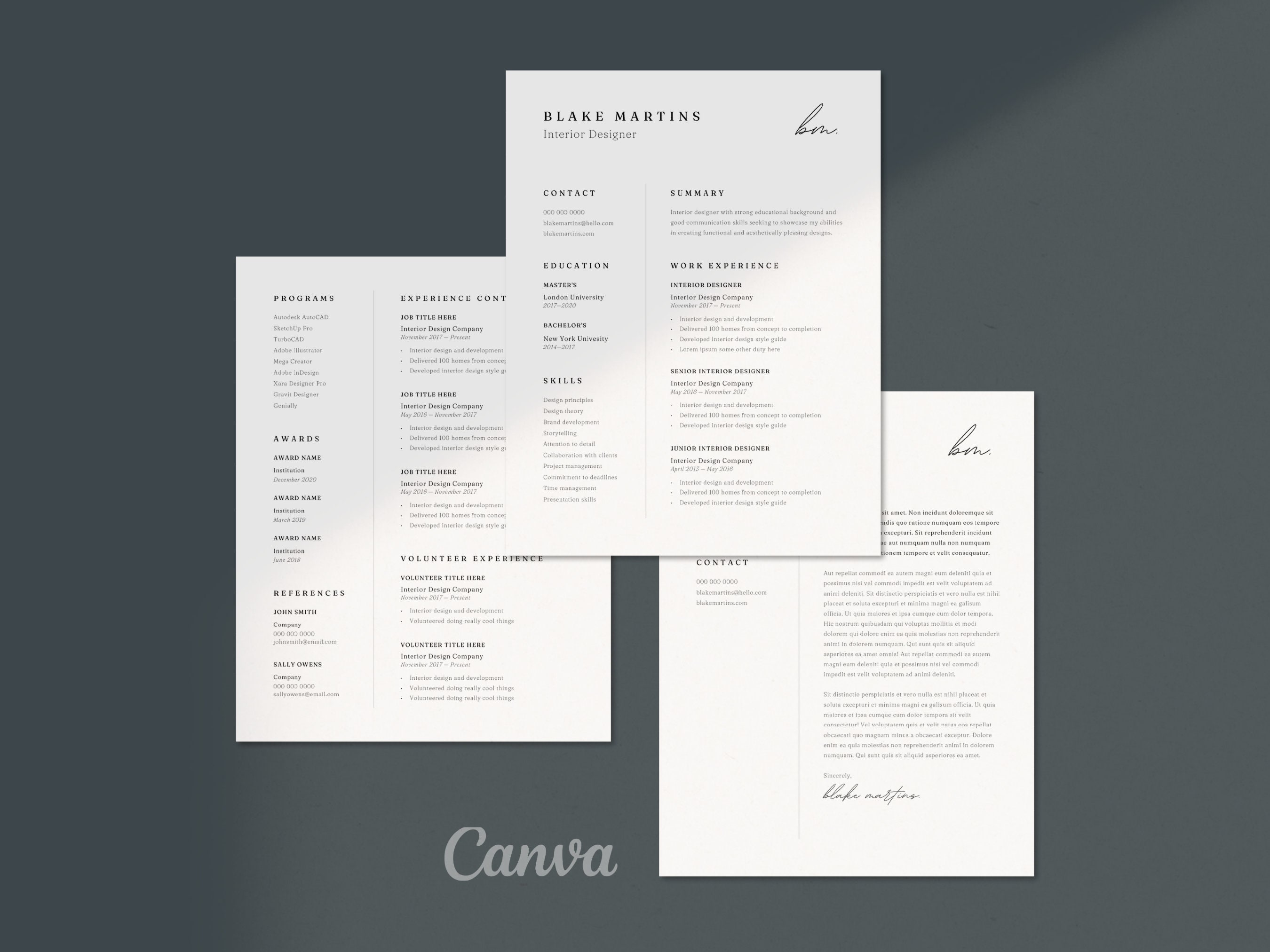 Professional Resume Template | CV Template Canva | Two Page | Creative ...