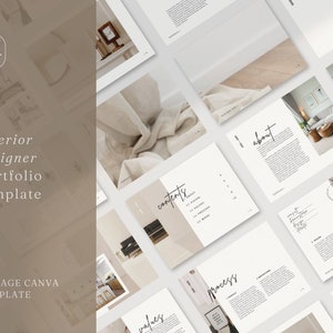 Modelo de Portfólio de Designer de Interiores Minimalista | E-book Canva | Catálogo de Design de Interiores Criativo | Livreto de Brochura Boho Minimalista