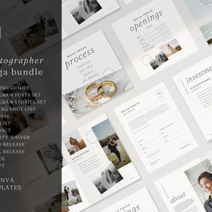 Photographer Template Mega Bundle Canva | 13 Photography Templates | Welcome Pricing Guides | Wedding Photography Bundle | Onboarding Set