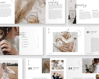 Minimalist Portfolio Template: Boho Lookbook, Product Catalog (Canva & InDesign)