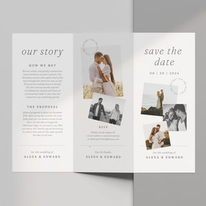 Convite de casamento com três dobras | Convite de casamento com três dobras | Estacionário de casamento | detalhes do casamento cartão comemorativo | Programa de casamento | Linha do tempo do casamento