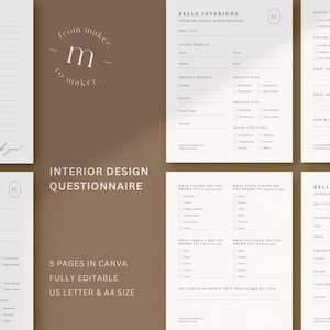 Innenarchitekt Kunden Fragebogen Vorlage: Minimalist Design Forms (Canva)