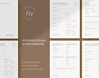 Mall för kundfrågeformulär för inredningsarkitekter: Minimalistiska designformer (Canva)