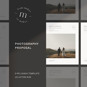 ミニマリストな写真撮影提案テンプレート：2ページのウェディングフォトグラファー提案（Canva）