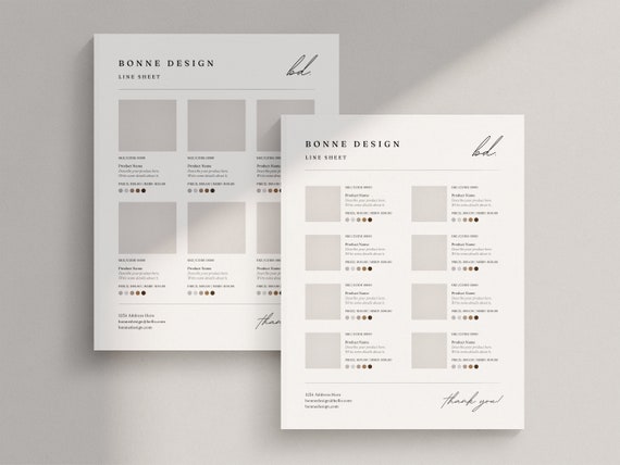 Minimalist Line Sheet Template: Wholesale Product Catalog (Canva Editable)
