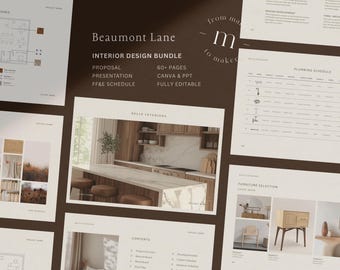 Interior Design Template Bundle | Fee Proposal | Client Presentation | FF&E | Interior Designer Onboarding | Moodboard Template