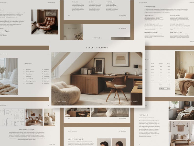 Interior Designer Fee Proposal | Project Proposal | Interior Design Presentation | Moodboard Template | PPT Presentation | Powerpoint image 1