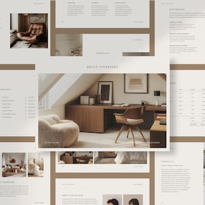 Mall för arvode för inredningsdesign: Canva och PowerPoint (digital nedladdning)