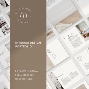 Minimalist Interior Design Portfolio Template: Interior Designer Canva Ebook (20 Page)