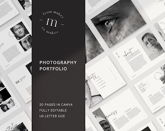 Plantilla de portafolio de fotografía moderna: ebook de Canva en blanco y negro