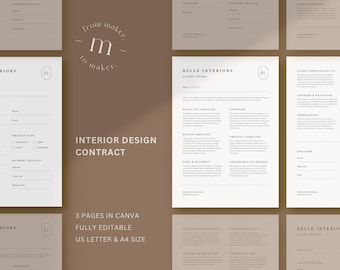 Interior Design Contract Template: Minimalist Canva Agreement (US Letter & A4)