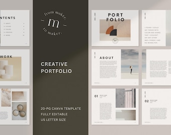 Portfolio Template Canva: Creative Artist Designer Folio Ebook (US Letter)