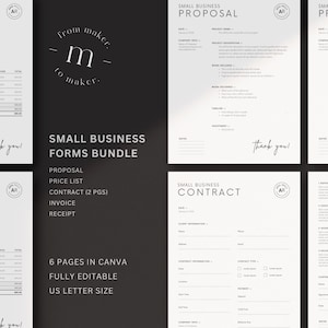 Small Business Template Forms Bundle: Proposal, Price List, Contract, Invoice, Receipt Templates
