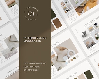 Interior Design Moodboard Template: Interior Designer Canva Client Presentation (US Letter)