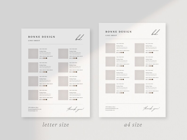Minimalist Line Sheet Template: Wholesale Product Catalog (Canva Editable) image 5