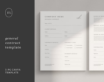 Plantilla de contrato de servicios generales: Acuerdo comercial minimalista (archivos de Canva)