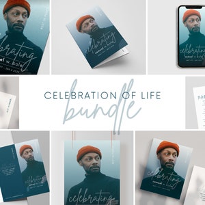 Minimalist Funeral Template Bundle: Celebration of Life Canva Package