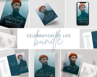 Minimalist Funeral Template Bundle: Celebration of Life Canva Package