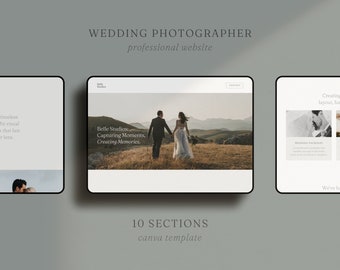 Wedding Photographer Website Template: Canva Design (10 Sections)