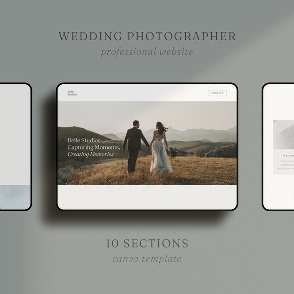 Wedding Photographer Website Template | Photography Website Canva | Design Portfolio Site | Canva Website for Photographers | Landing Page