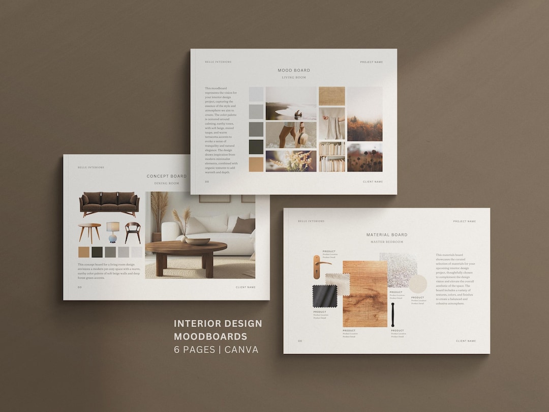 Interior Design Moodboard Template: 6-page Canva Layout (US Letter & A4 ...