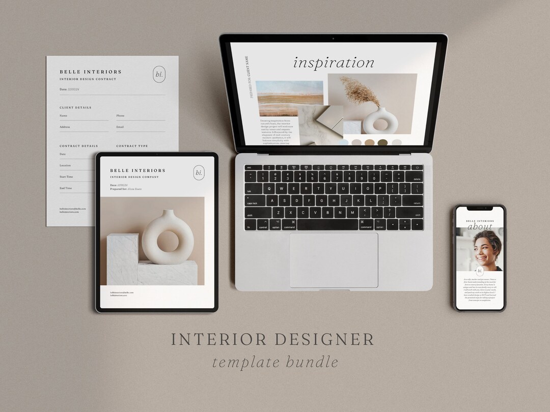 Interior Designer Bundle Canva | E-presentation Template | Interior ...