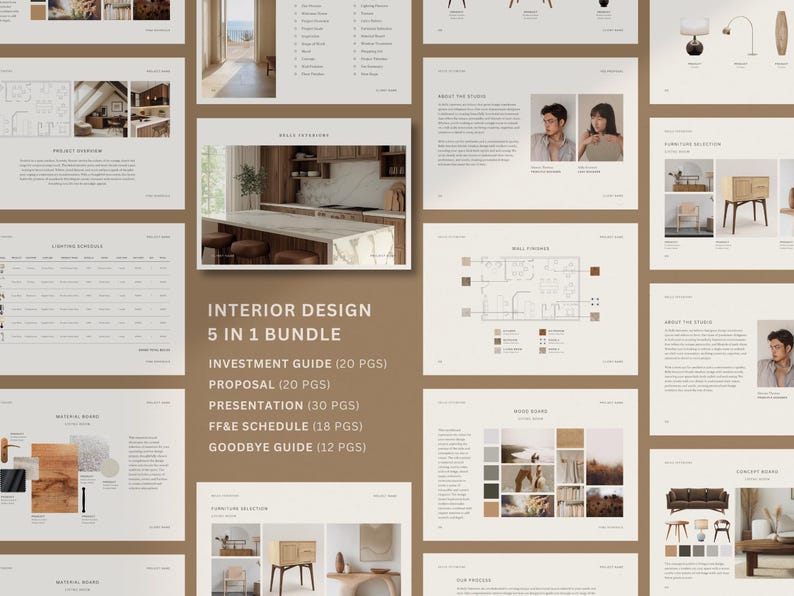 Interior Designer Canva Template Bundle: Investment Guide, Presentation ...