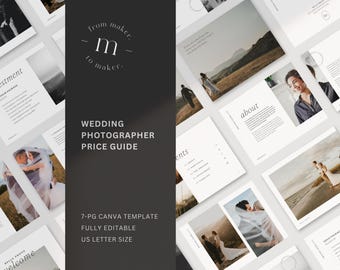 Guía de precios para fotógrafos minimalistas: Guía de bienvenida para fotografía de bodas (plantilla de Canva)