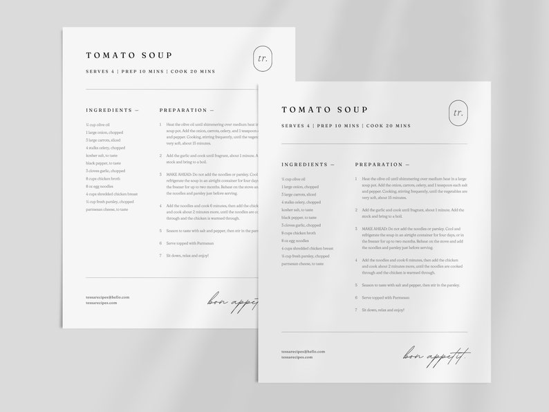 Active Format Recipe Editable Recipe Template Canva: Modern Cookbook Design (US Letter & A4 ...